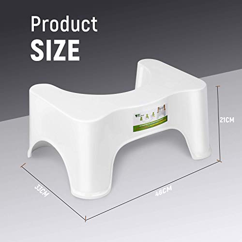amzdeal Taburete para Inodoro, Taburete fisiológico de baño para niños y Adultos, Postura Saludable Recomendada por los médicos en el Inodoro | PP/Blanco (tamaño : 46x33x21)