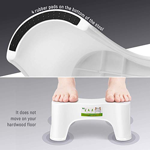 amzdeal Taburete para Inodoro, Taburete fisiológico de baño para niños y Adultos, Postura Saludable Recomendada por los médicos en el Inodoro | PP/Blanco (tamaño : 46x33x21)