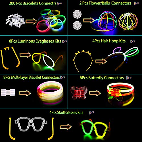 AMZJUPWM Barras Luminosas, 490pzas (20 cm) múltiples Colores: Amarillo, Rojo, Blanco, Ideal para Eventos: Fiestas Infantiles, cumpleaños. (490PCS)