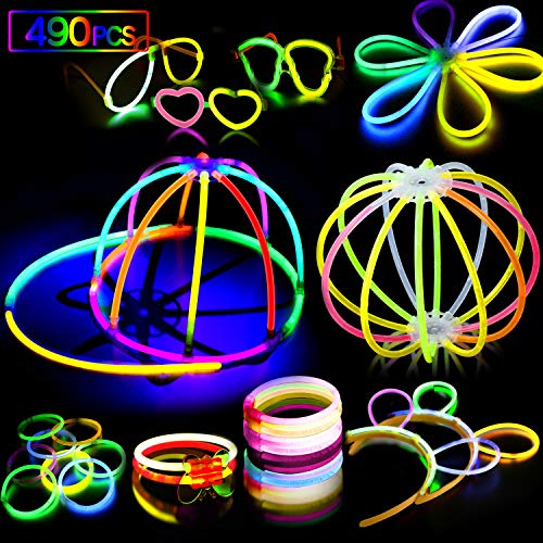 AMZJUPWM Barras Luminosas, 490pzas (20 cm) múltiples Colores: Amarillo, Rojo, Blanco, Ideal para Eventos: Fiestas Infantiles, cumpleaños. (490PCS)