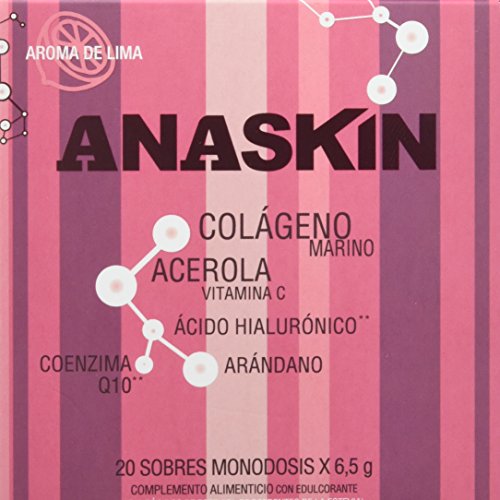 Anaskin Sobres Colágeno, Ácido Hialurónico, Coenzima Q10, Acerola y Arándano 130 g - 20 Unidades