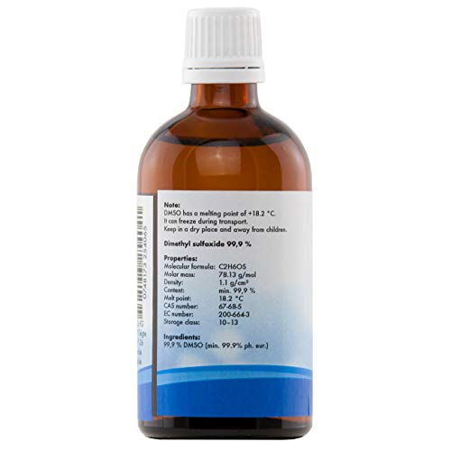 ANCEVIA® - DMSO 100 ml - 99.9% Pureza Ph. Eur. - Dimetilsulfóxido – pureza farmacéutica - en botella de vidrio ámbar