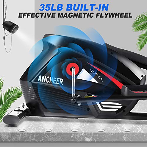 Ancheer Bicicleta Elíptica de Fitness Elíptica para Casa 10 Niveles de Resistencia/Medición de Pulso/Inercia Controlado Magnéticamente/App Conectable Carga máxima: 180 kg