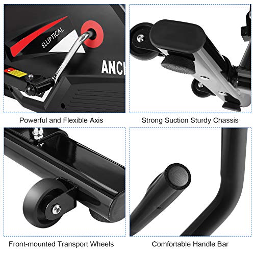 Ancheer Bicicleta Elíptica de Fitness Elíptica para Casa 10 Niveles de Resistencia/Medición de Pulso/Inercia Controlado Magnéticamente/App Conectable Carga máxima: 180 kg
