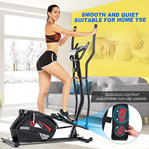 Ancheer Bicicleta Elíptica de Fitness Elíptica para Casa 10 Niveles de Resistencia/Medición de Pulso/Inercia Controlado Magnéticamente/App Conectable Carga máxima: 180 kg