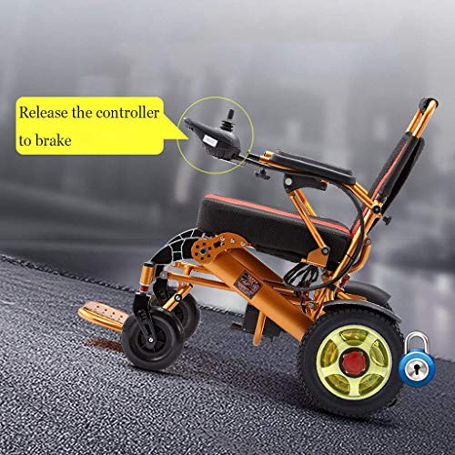 Ancianos Discapacitados Silla de Ruedas Eléctrica Plegable, Silla de Ruedas Ligera Scooter Eléctrico Todo Terreno Silla de Motor Dual 12A Batería de Litio 15Km Aleación de Aluminio para Todas Las Eda