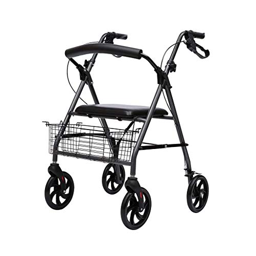 Andador for personas mayores y discapacitados Modelo Colon Frenos plegables en las manijas ajustables altura de la cesta y el asiento Walker andaderas para ancianos ruedas RVTYR