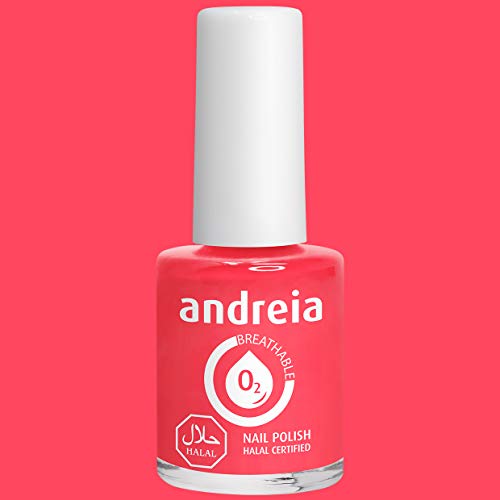 Andreia Halal Esmalte de Uñas Transpirable - Permeable Al Agua - Color B16 Coral - Sombras de Rosa | 10,5 ml