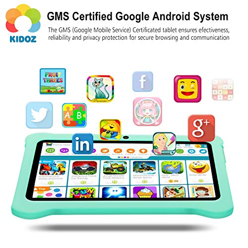 Android 10.0 Tablet para Niños, 7 Pulgadas IPS Pantalla 3GB RAM y 32GB ROM y 128GB Expansión Tableta PC Infantil WiFi Bluetooth 5MP Entertainment Education(Google Play) (Verde)