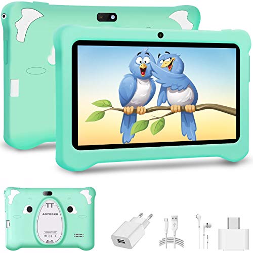 Android 10.0 Tablet para Niños, 7 Pulgadas IPS Pantalla 3GB RAM y 32GB ROM y 128GB Expansión Tableta PC Infantil WiFi Bluetooth 5MP Entertainment Education(Google Play) (Verde)
