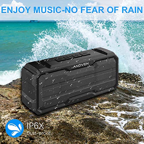 Andven Altavoz Bluetooth portátil, Altavoz estéreo inalámbrico TWS de Graves con Controlador Dual de 20 W, IPX6 Resistente al Agua, 20 Horas de reproducción, Manos Libres, micrófono Incorporado