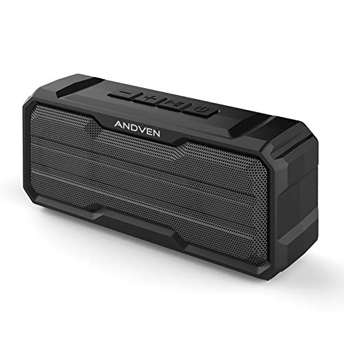 Andven Altavoz Bluetooth portátil, Altavoz estéreo inalámbrico TWS de Graves con Controlador Dual de 20 W, IPX6 Resistente al Agua, 20 Horas de reproducción, Manos Libres, micrófono Incorporado
