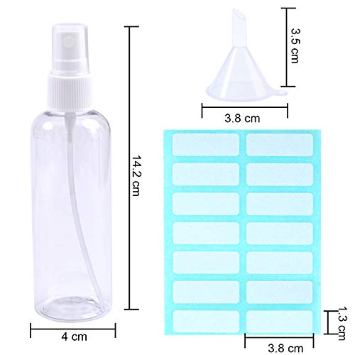 Aneco de 8 Piezas y 100 ml de Botellas Juego de Botellas de Viaje de Spray con Embudos de 5 Piezas y 4 Hojas Etiquetas Gratis (tamaño:100ml)