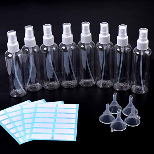 Aneco de 8 Piezas y 100 ml de Botellas Juego de Botellas de Viaje de Spray con Embudos de 5 Piezas y 4 Hojas Etiquetas Gratis (tamaño:100ml)