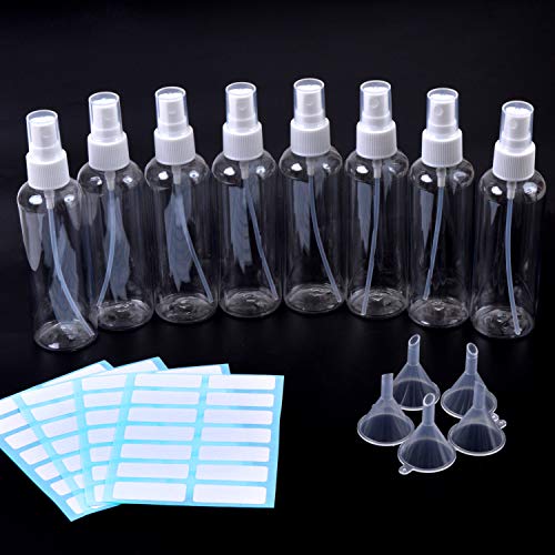 Aneco de 8 Piezas y 100 ml de Botellas Juego de Botellas de Viaje de Spray con Embudos de 5 Piezas y 4 Hojas Etiquetas Gratis (tamaño:100ml)