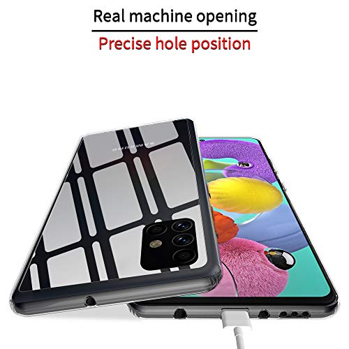 ANEWSIR Funda para Samsung Galaxy a51, Cristal Templado Funda,con Marco de Silicona Suave de TPU,Cristal Templado de Resistente a Arañazos 9H Dureza Cristal Vidrio Contraportada-Transparente