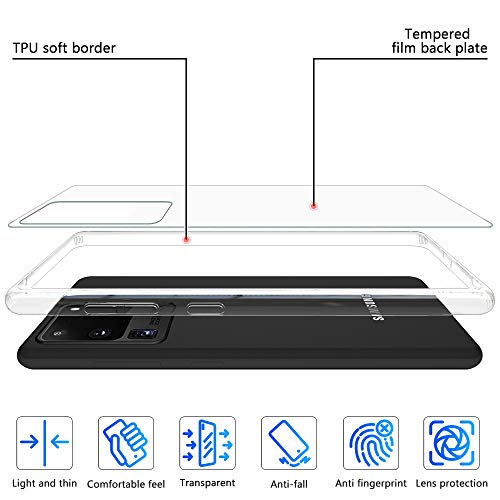 ANEWSIR Funda para Samsung Galaxy a51, Cristal Templado Funda,con Marco de Silicona Suave de TPU,Cristal Templado de Resistente a Arañazos 9H Dureza Cristal Vidrio Contraportada-Transparente