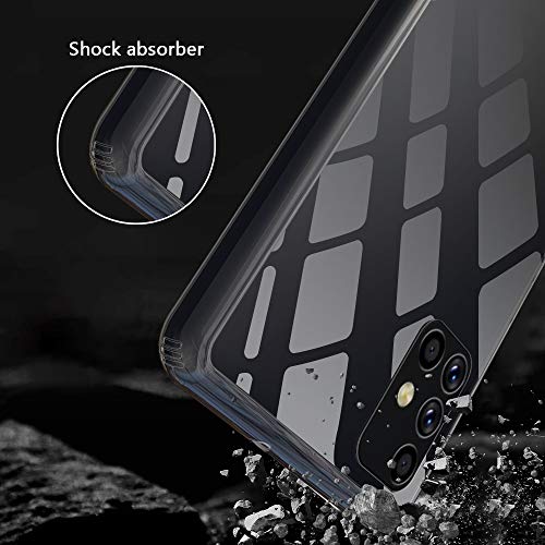 ANEWSIR Funda para Samsung Galaxy a51, Cristal Templado Funda,con Marco de Silicona Suave de TPU,Cristal Templado de Resistente a Arañazos 9H Dureza Cristal Vidrio Contraportada-Transparente