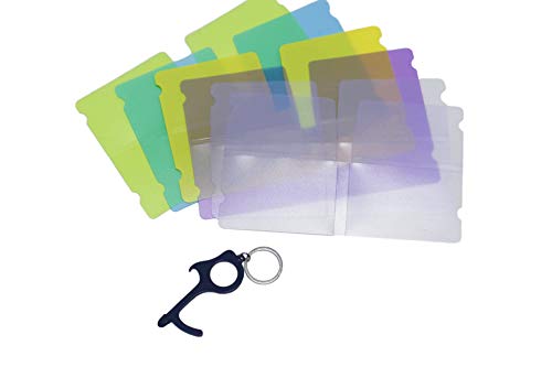 Anfipo Pack 6 Estuches de Colores para almacenar mascarilla desechable- Gratis una Llave anticontacto para Abrir Puertas y Pulsar Botones sin Contacto- Porta mascarillas para Evitar la contaminación