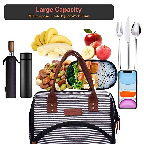 ANGGO Bolsa Térmica, Bolsa Isotérmica de Almuerzo Nevera para Llevar Comidas Frutas, Bolsa de Enfriamiento 13L con Forro PEVA Aislamiento Térmico,Genial para Playa, Picnic, Barbacoa, Bebe (Rayas)