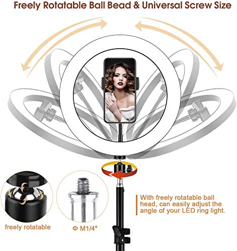 Anillo de Luz LED, 10" Ring Light Regulable con Trípode y Soporte Teléfono de Tubo Blando, Aro de Luz para Transmisión en Vivo, Fotografía, Selfie, Youtube, Grabación de Vídeo
