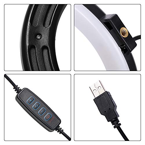 Anillo de luz LED Regulable de 6 Pulgadas con Trípode y Soporte para Teléfono Movil LED Selfie Light Ring para Maquillaje Fotografía, con 3 modos de luz y 11 Brillos para Tik Tok YouTube Video