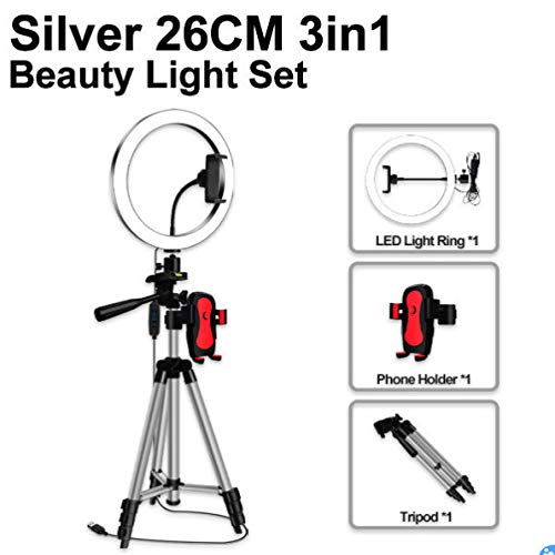 Anillo de Luz LED,Sucastle Selfie Luz Anillo,10"Anillo de Luz Trípode LED,Luz para Maquillaje 3Colores 10Brillos Regulables,Aro de Luz Trípode Fotografía con Control Remoto Bluetooth,para Youtube etc