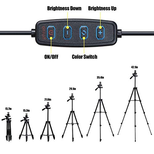 Anillo de Luz LED,Sucastle Selfie Luz Anillo,10"Anillo de Luz Trípode LED,Luz para Maquillaje 3Colores 10Brillos Regulables,Aro de Luz Trípode Fotografía con Control Remoto Bluetooth,para Youtube etc