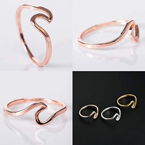 Anillo de onda simple y moderno, abierto y ajustable, regalo perfecto, perfecto para el uso diario, 2 piezas