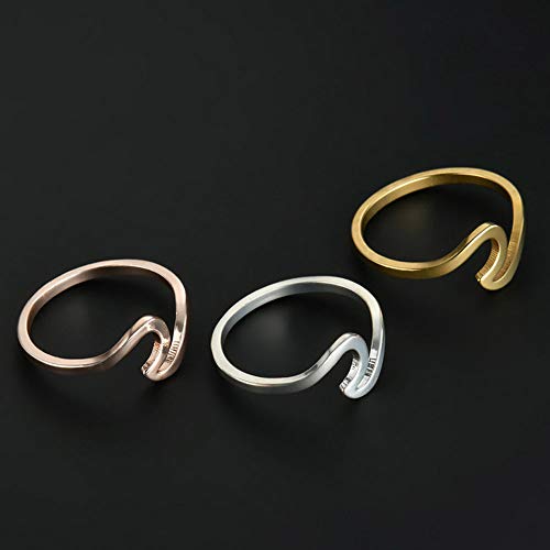 Anillo de onda simple y moderno, abierto y ajustable, regalo perfecto, perfecto para el uso diario, 2 piezas