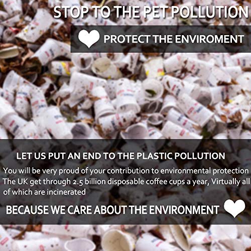 AniSqui Taza de café de Cristal Reutilizable (350ml, sin BPA, Tapa de Silicona ecológica)(Negro)