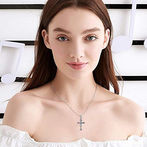 Aniu Collares Mujer Plata de Ley 925, Colgante Cruz Cristiana Estilo Oxidado, Regalos Originales para Mamá, Madre, Mi Novia, Pareja, Cumpleaños y Boda, Ven con una Caja Negra de Joyas, Cadena de 46cm