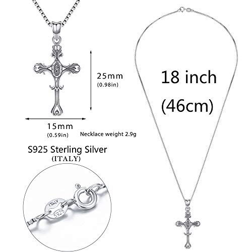 Aniu Collares Mujer Plata de Ley 925, Colgante Cruz Cristiana Estilo Oxidado, Regalos Originales para Mamá, Madre, Mi Novia, Pareja, Cumpleaños y Boda, Ven con una Caja Negra de Joyas, Cadena de 46cm