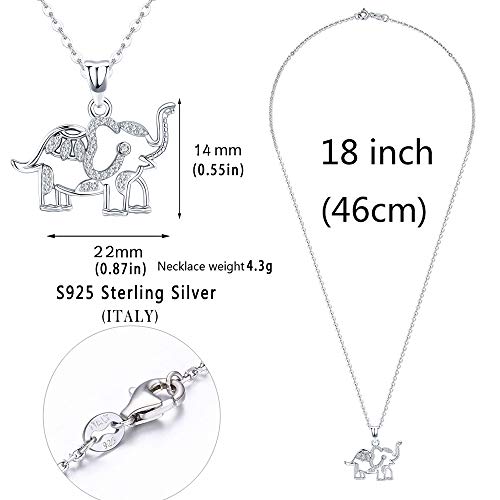 Aniu Collares Mujer Plata de Ley 925, Colgante Elefante, Animal, Regalos Originales para Mamá, Madre, Mi Novia, Pareja, Cumpleaños y Boda, Ven con una Caja de Joyas, Cadena de 46cm