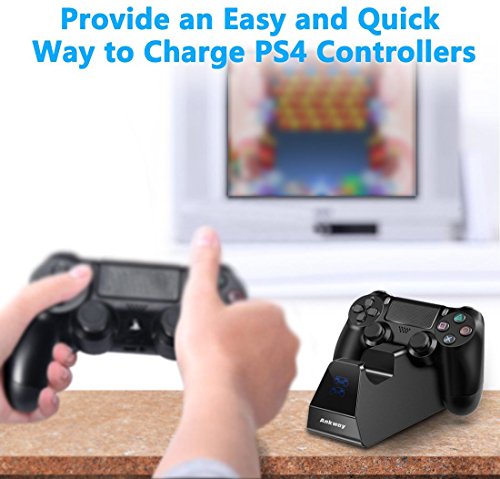 Ankway Cargador para control de PS4, Estación de carga rápida dual para PS4 con indicador LED, Accesorios para control de Playstation 4/PS4 Pro/PS4 Slim