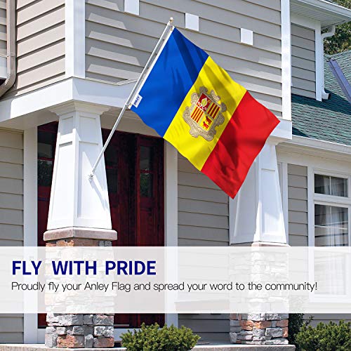 Anley Fly Breeze 3x5 pies Bandera de Andorra - Color Vivo y Resistente a la decoloración UV - Encabezado de Lona y Doble Costura - Banderas andorranas Poliéster con Arandelas de latón 3 X 5 pies
