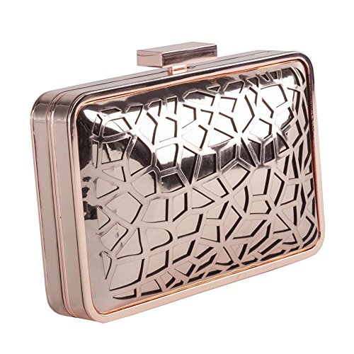 Anna Cecere - Bolsa de embrague, Celine Rosa, metal cepillado - ACACA026ROSEGOL