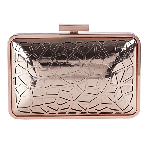 Anna Cecere - Bolsa de embrague, Celine Rosa, metal cepillado - ACACA026ROSEGOL