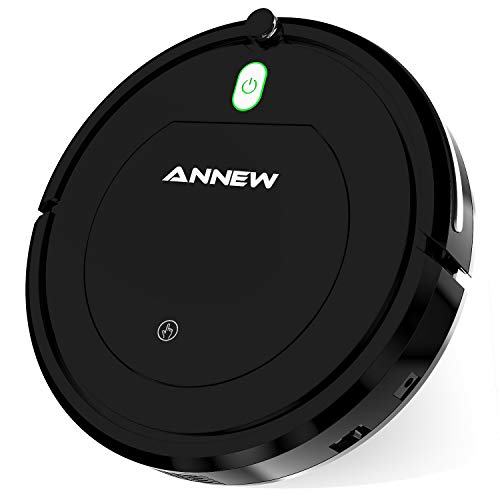 ANNEW Robot Aspirador con Control Remoto 3 Modos de Limpieza Anti-caídas Filtro HEPA Adecuado para el Pelo de Mascotas Alfombras Pisos Duros