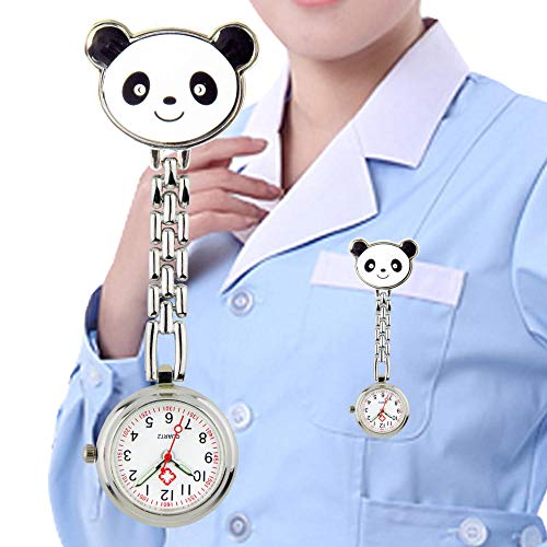 Anoauit Reloj de Enfermera Impermeable para Mujer Life Cute Clip Broche Reloj de Bolsillo Doctores Medical Angel Reloj de Bolsillo-Naranja