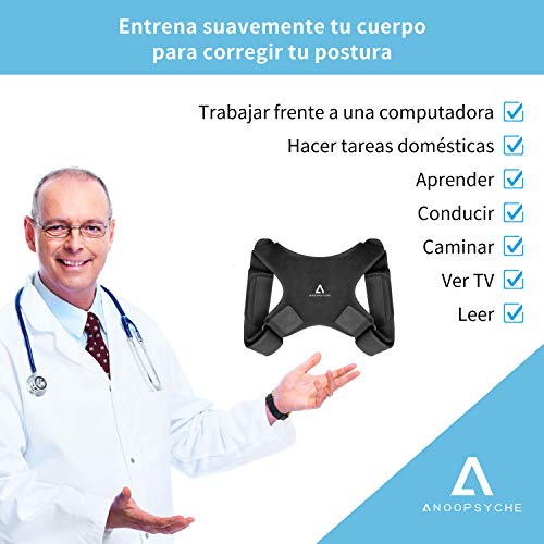 Anoopsyche Corrector de Postura Corrector Espalda Soporte Ajustable para Postura de Espalda Transpirable Corrección Postural Aliviar el Dolor para Mujeres y Hombres (2X Soportes para hombreras)