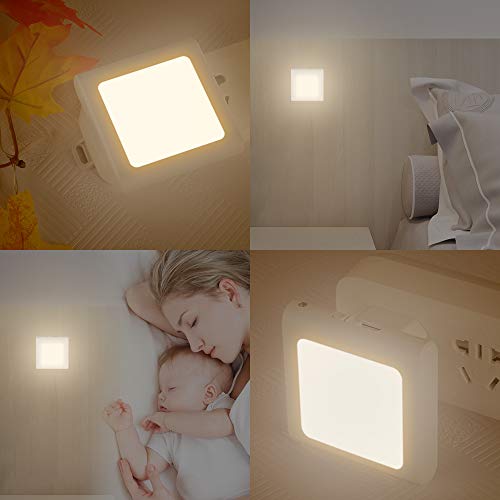 Anpro 2 × Luz Nocturna Infantil Enchufe,Led LED en Blanco Cálido para Pasillos, Dormitorios, Habitaciones Bebé y Niño, Cocinas, Escaleras,Lámpara Pared con Sensor Automático de Crepúsculo a Amanecer
