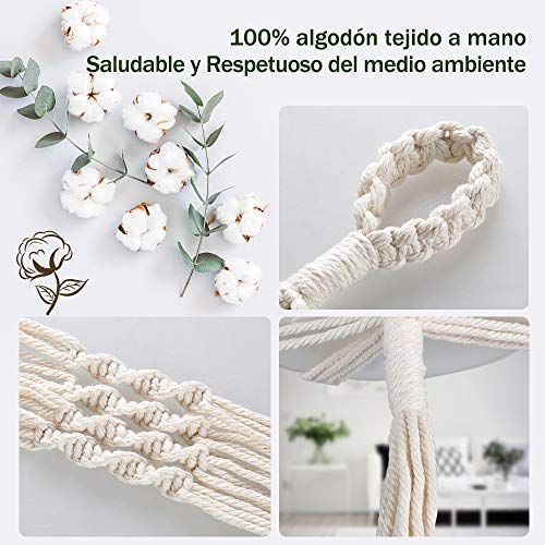 Anpro 4 PCS Colgador de Plantas Macrame, Macramé Plantas Colgador para Maceta,Planta,con 4 Ganchos Hecho a Mano Cuerda de Algodón para Jardín,Interior,Hogar,Balcón