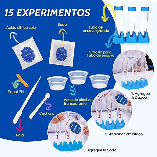 Anpro Kit de Ciencias para Niños,Experimentos Científicos para Niños,15 Experimentos Científicos, Kits de con Instrumentos Experimentales y Materiales Experimentales