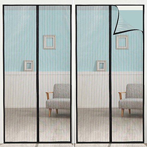 Anpro mosquito puerta mosquitera puerta 90 x 210cm, protección de insectos cortina magnética mosca cortina para sala de estar balcón, negro