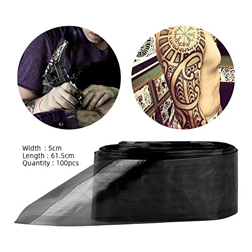 Anself 100PCS Clip Cord Sleeves Bags Cubiertas desechables para Máquina de Tatuaje de Plástico Negro
