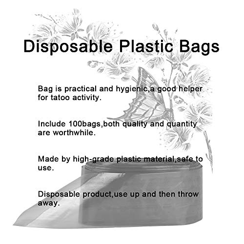 Anself 100PCS Clip Cord Sleeves Bags Cubiertas desechables para Máquina de Tatuaje de Plástico Negro
