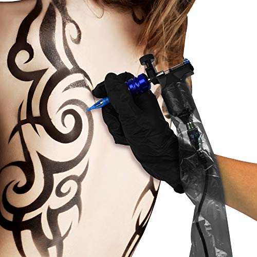 Anself 100PCS Clip Cord Sleeves Bags Cubiertas desechables para Máquina de Tatuaje de Plástico Negro