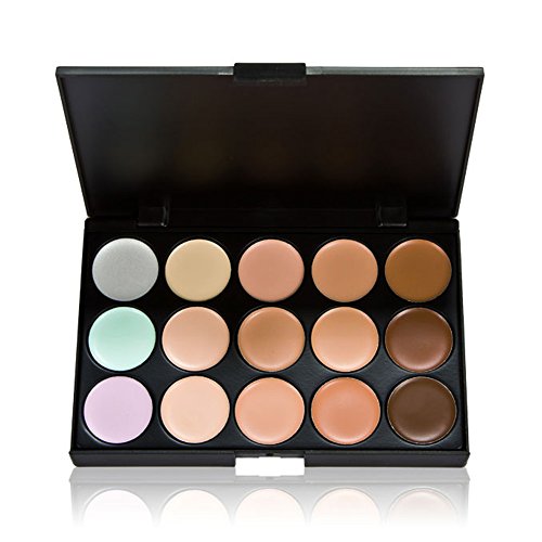 Anself 15 colores Paleta de correctores para cara ojos crema facial camuflaje de maquillaje cosmético de tono de la tierra
