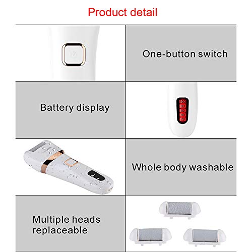 Anself Callus de pie eléctrico con 3 cabezales de rodillo extractores Dispositivo de pedicura recargable Lima de pie electrónica Herramientas de pedicura